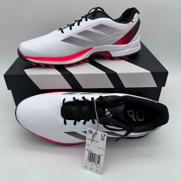 adidas Men\'s AdiZero ZG Spikeless Golf Shoes, Size‎ 10.5, White/Black/Red